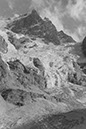 Pelvouxgruppe, Nordabsturz des Meije (3987 m), von oberhalb la Grave (mit Glacier de la Meije)